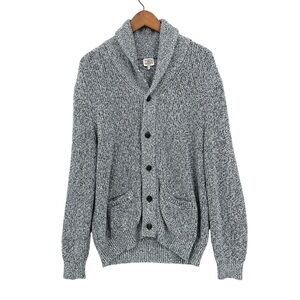 FAHERTY Shawl Collar Cardigan Marled Cotton Cashmere Blend Grandpa